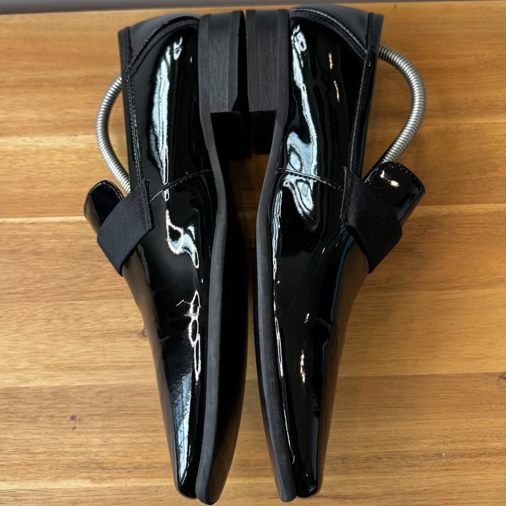 Calvin Klein Bernard Men 10 Black Patent Leather Formal Loafers Shoes 34F1511